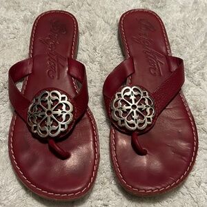 Brighton Leather Red Sandals Flip Flop Slide Alice-Women’s 7.5